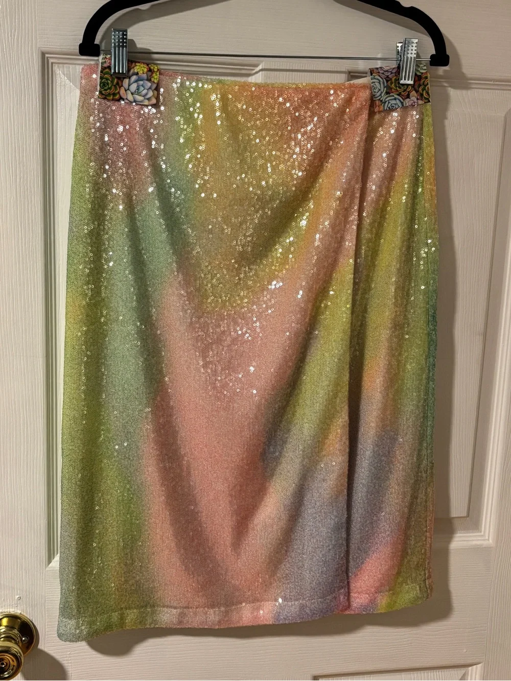 NWOT STINE GOYA Arwen Rainbow Multicolor Sequined Midi Wrap Skirt S